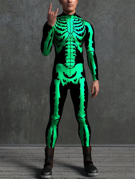 Green Goosebumps Skeleton Male Costume Candycatz