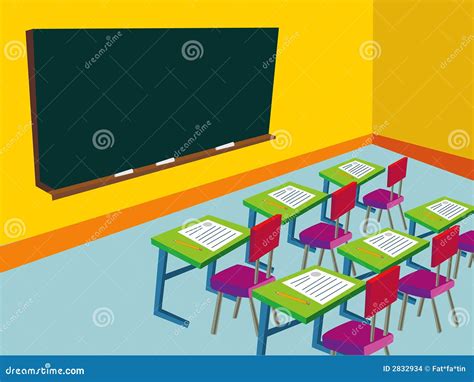 Empty Classroom Stock Vector Illustration Of Chalkboard 2832934