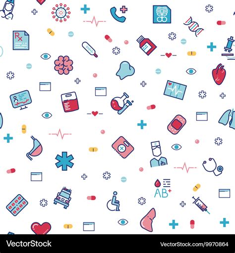 Medical Healthcare Seamless Pattern With Vector Image