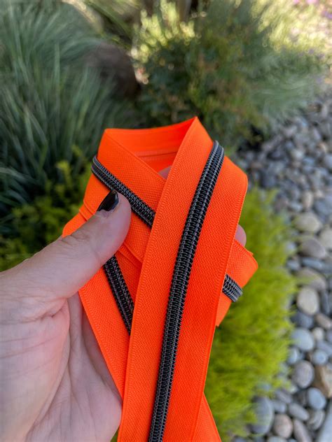 Neon Orange Zipper Tape With Black Teeth Michaels