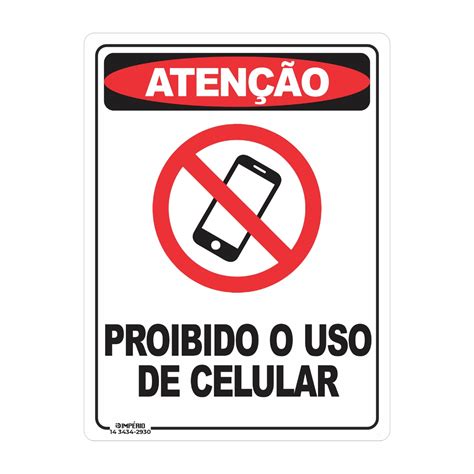 Placa de Sinalização Atenção Proibido Uso de Celular