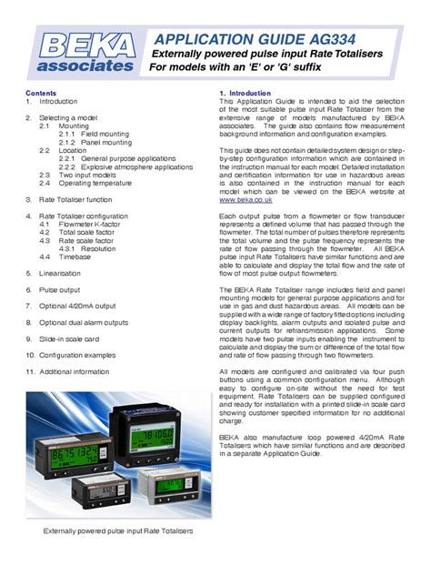 Application Guide Ag334 | PDF | Flow Measurement | Electrical Engineering