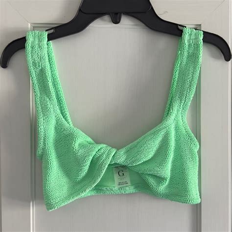 Hunza G Swim Hunza G Juno Crinkle Twist Bikini Top In Lime Green One Size Poshmark