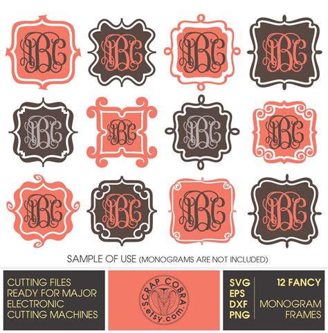 Fancy Monogram Frames Svg Eps Dxf Png Digital Cut By Scrapcobra