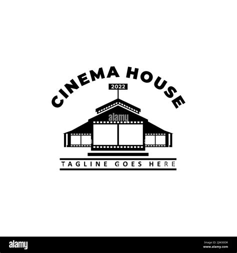 Cinema House With Film Strip For Cinema Or Video Studio Logo Stock