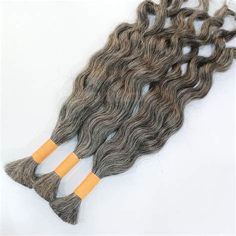 Grey Braiding Human Hair 3 Bundles Extensions Salt And Pepper 3 Bundle Deal Braiding Indian Hair