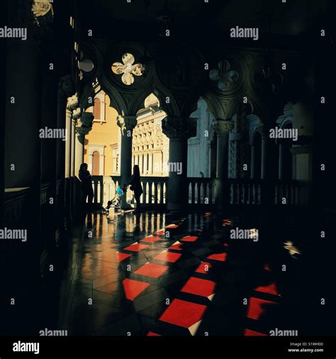 Evening Light Casts Long Shadows In Venice Hotel In Las Vegas Nevada