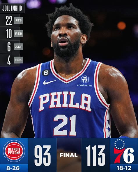 Nba On Twitter A Complete Performance From Joel Embiid Led The