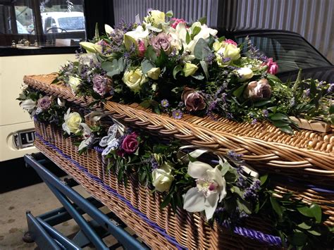 Orchid And Rose Wicker Coffin Flower Garland Pink Lilac And Cream