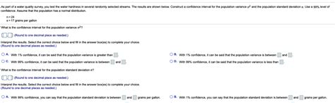 Solved As Part Of A Water Quality Survey You Test The Water Chegg