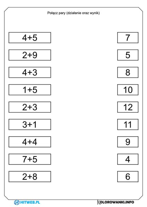 Dodawanie I Odejmowanie Do Karta Pracy Kolorowanki Info