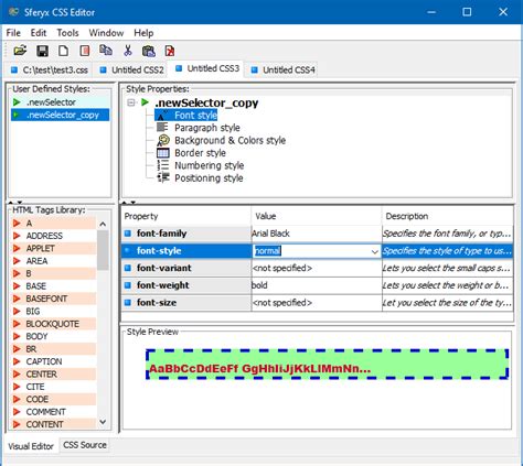 Visual Java Css And Style Sheet Editor Component Sferyx Css Editor