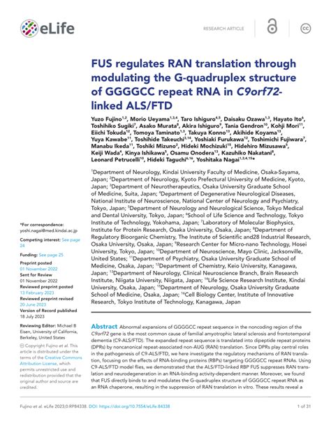 PDF FUS Regulates RAN Translation Through Modulating The G Quadruplex