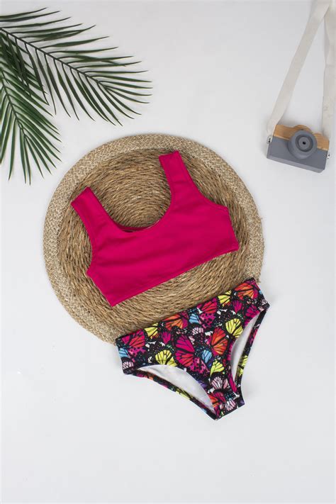 Kız Çocuk Renkli Kelebek Temalı Pareolu Bikini En Trend Ürünler Türkiyenin Online Alışveriş