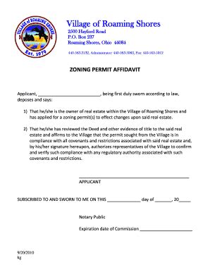 Fillable Online Bpermitb Affidavit Village Of Roaming Shores Fax