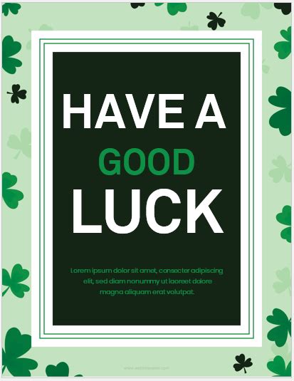 Good Luck Cards For Ms Word Download Edit Print And Send