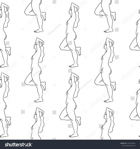 Standing Gentle Female Nude Vector Seamless Stock Vector Royalty Free Shutterstock