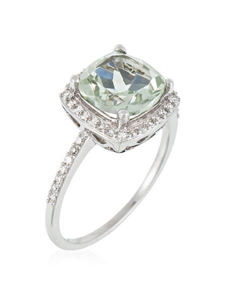 Bague Or Blanc Rio Grande Diamants Ct Am Thyste Verte Ct