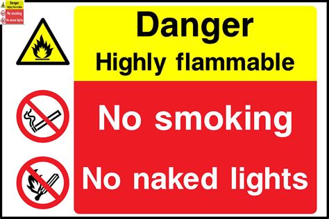 Danger Highly Flammable No Smoking No Naked Lights Sign Signland