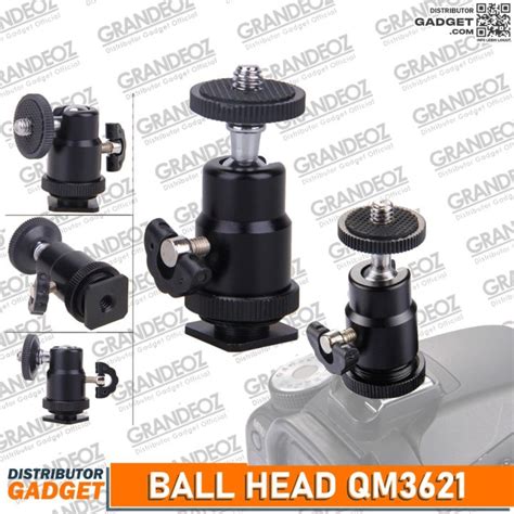 Ball Head Hot Shoe Kamera Hot Shoe Qm Hotshoe Ballhead Rotasi Quick Release Tripod