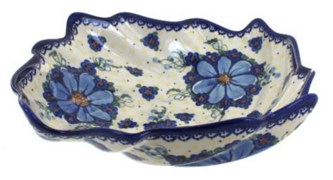 Blue Rose Polish Pottery Daisy Surprise Large Leaf Bowl 1 Fred Meyer