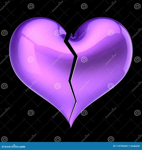 Purple Heart Shape Broken Fall Out Of Love Concept Stock Illustration