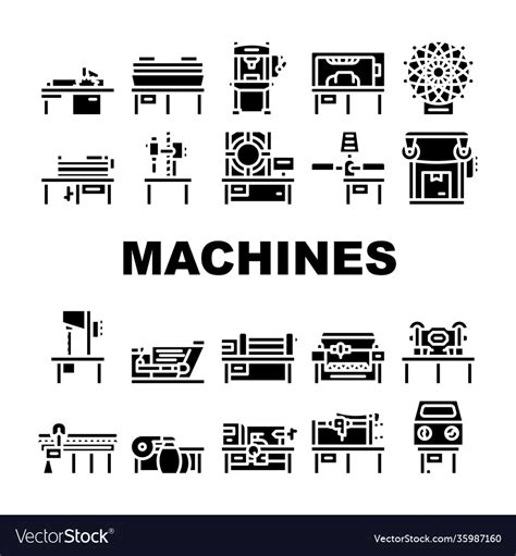 Industrial Machines Collection Icons Set Vector Image