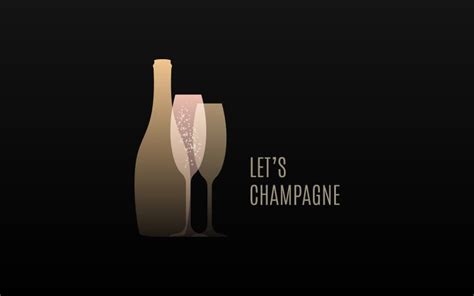 Champagne With Champagne Bottle Glass Logo Template