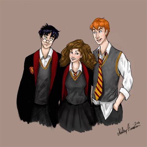 The Golden Trio By Asha On Deviantart Harry Potter Art Drawings