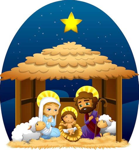 Cute Cartoon Nativity Scene