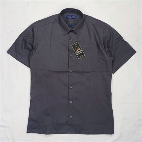 Jual Kemeja Pria Ukuran Jumbo Pendek Salice Paolo Polos Hitam Putih Coklat Navy Abu Tua Shopee