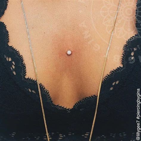 Fresh Sternum Dermal Pierced By Lillygee Jewelry Rose Gold Cup