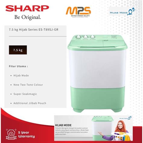 Jual Mesin Cuci Tabung Sharp Es T Sj Gr Green Kg Shopee