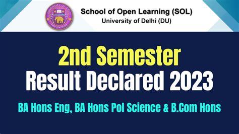 Du Sol Nd Semester Result Declared Ba Hons Eng Pol Science B