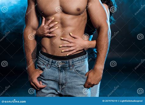 Woman Hugging Muscular Man Stock Photos Free Royalty Free Stock