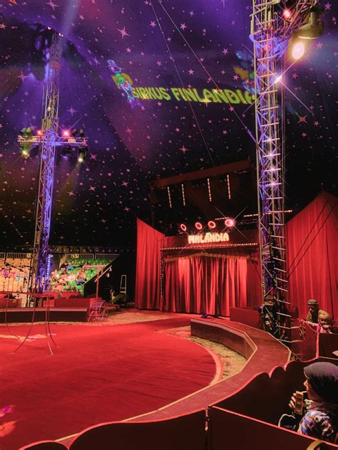 Finnish national circus Finlandia has a colorful tent, with a red tone ...