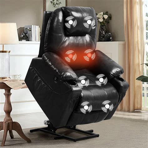 Ebern Designs Genuine Leather Power Reclining Heated Massage Chair