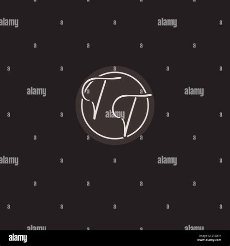 Initials TT Logo Monogram With Simple Circle Line Style Vector Graphic