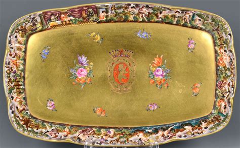 Lot 565 5 Capodimonte Items Inc Armorial Tray