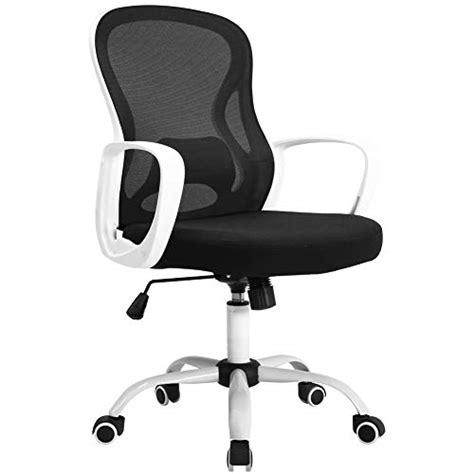 BERLMAN Ergonomic Mid Back Mesh Office Chair Adjustable Height Desk