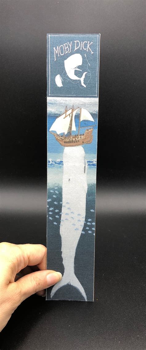 Moby Dick Bookmark In Canvas And Recycled Leather Etsy