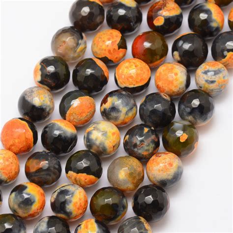 Honeyhandy Natural Fire Crackle Agate Bead Strands Round Grade A