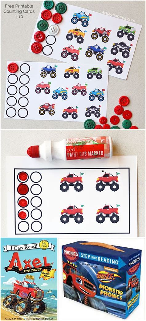 Monster Truck Counting Printables For Preschoolers Kids Learning