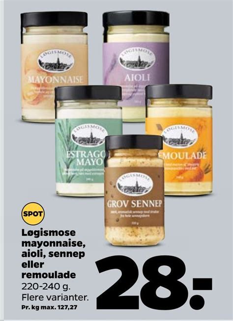 Løgismose mayonnaise aioli sennep eller remoulade tilbud hos Netto