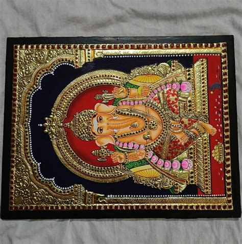 Pine Wood Canvas Vinayagar Tanjore Painting For Home Size X Inch