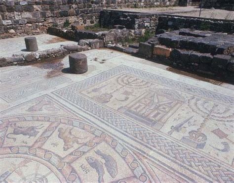 Judaic Symbols In Floor Mosaic Of Th Century Synagogue Hammath South