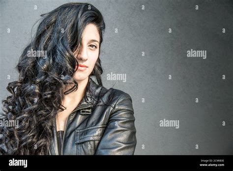 Beautiful Brunette Girl With Intense Look Stock Photo Alamy