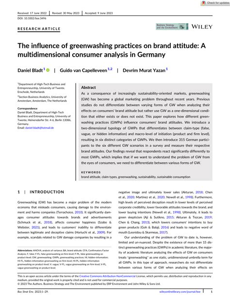 Pdf The Influence Of Greenwashing Practices On Brand Attitude A