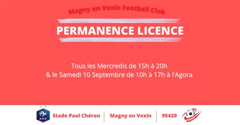 Actualité PERMANENCE LICENCE club Football MAGNY EN VEXIN FOOTBALL