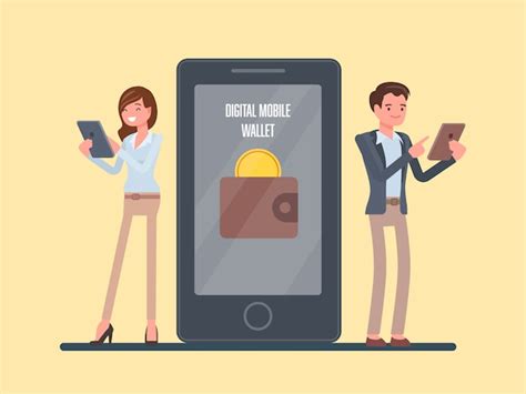 Premium Vector People With Digital Mobile Wallet Concept